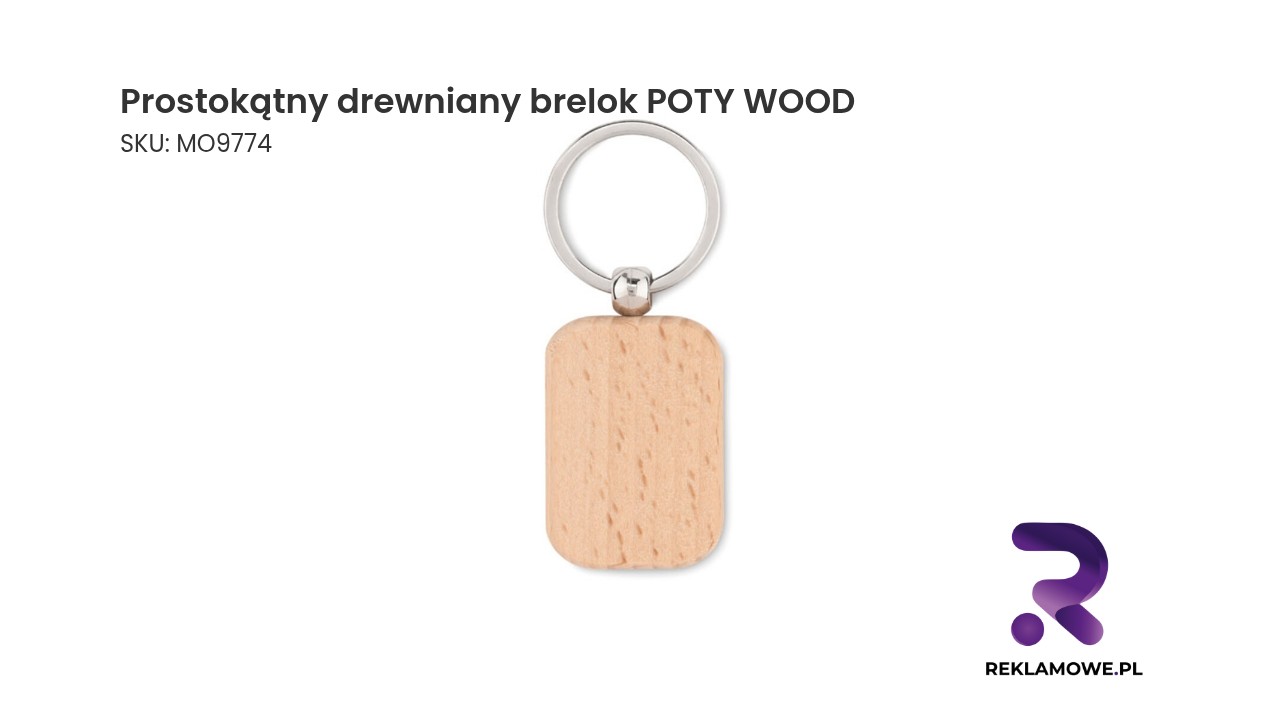 Prostokątny drewniany brelok marki POTY WOOD