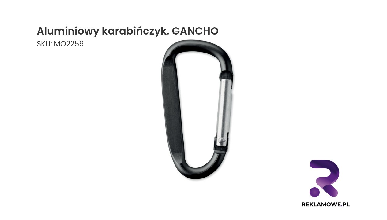 Aluminiowy karabińczyk. GANCHO Aluminiowy karabińczyk GANCHO – lekki i wytrzymały karabińczyk do codziennego użytku