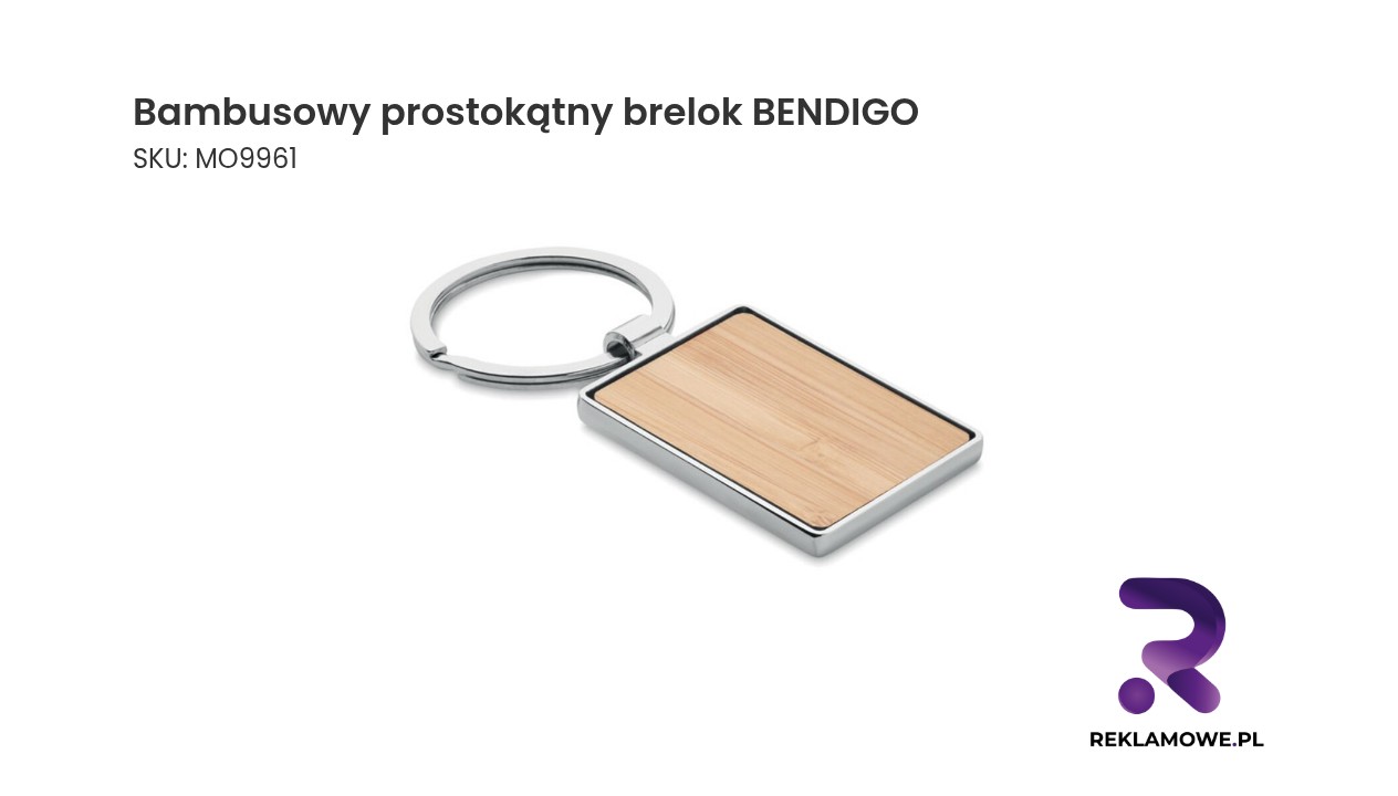 Bambusowy prostokątny brelok BENDIGO – ekologiczny brelok z bambusa