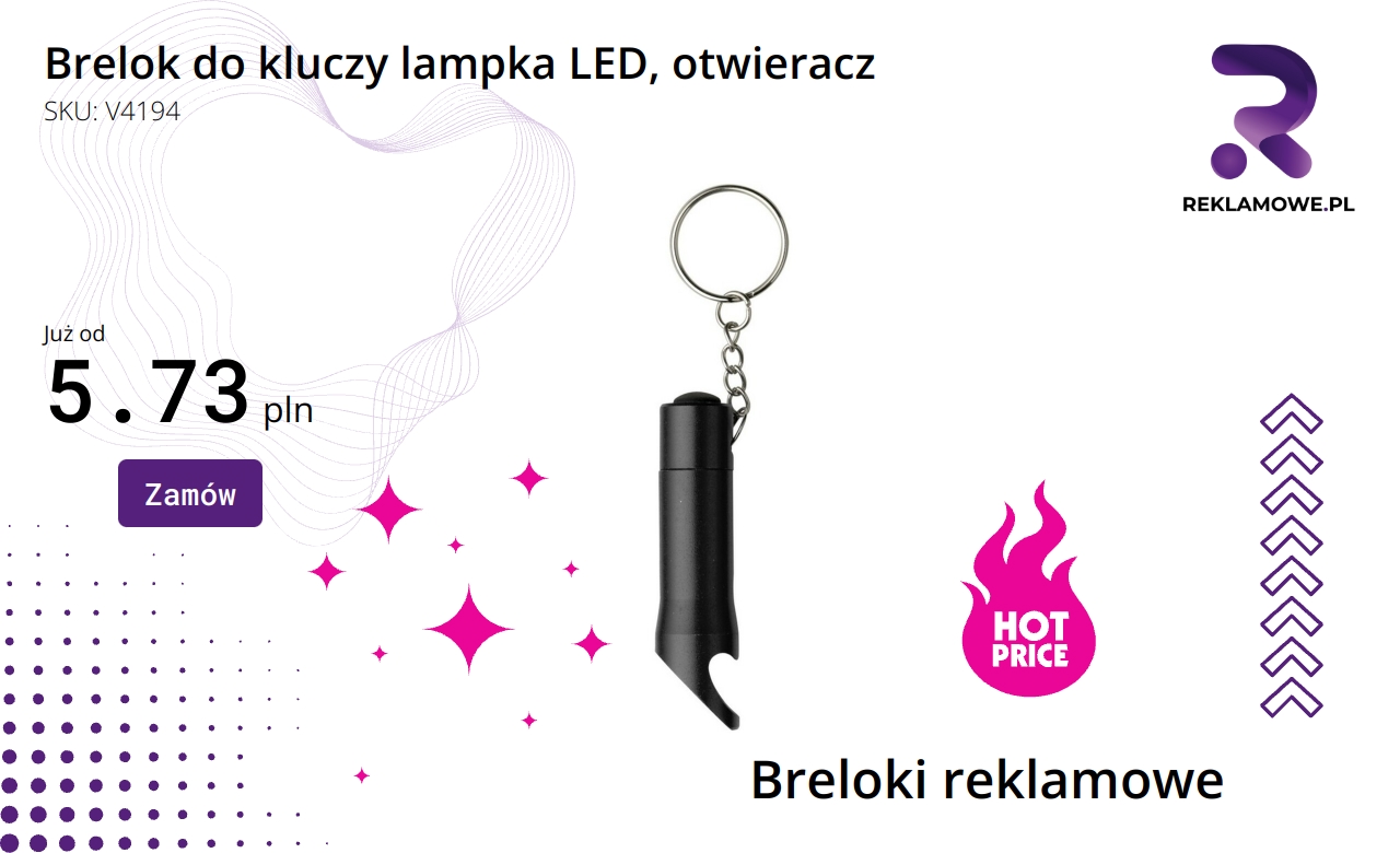 Brelok do kluczy z lampką LED i otwieraczem