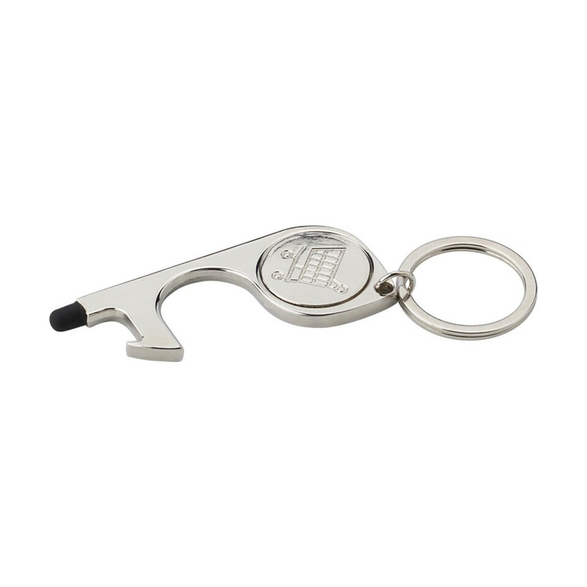 Brelok do kluczy, uchwyt do bezdotykowego otwierania drzwi, touch pen i żeton do wózka na zakupy V6909-32_AAA01