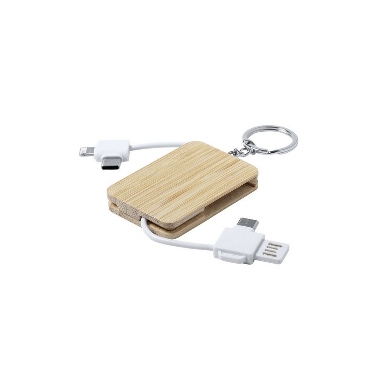 Kabel do ładowania, bambusowy brelok do kluczy V0182-02_AAA01