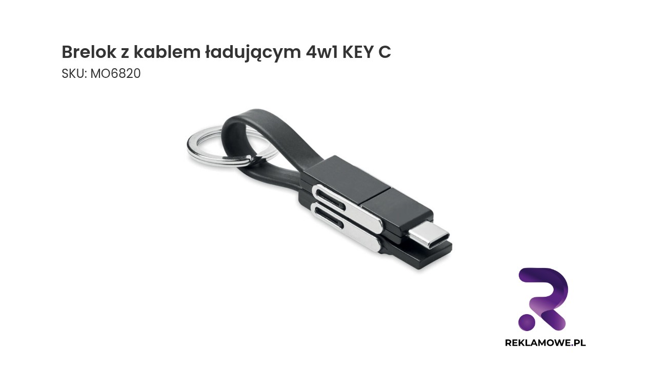 Brelok z kablem ładującym 4w1 KEY C – kompaktowy kabel do ładowania i synchronizacji