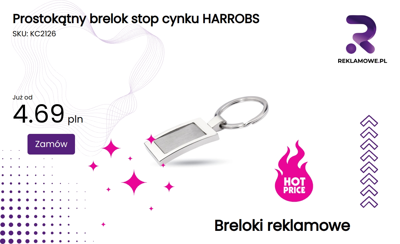 Prostokątny brelok stop cynku marki Harrobs